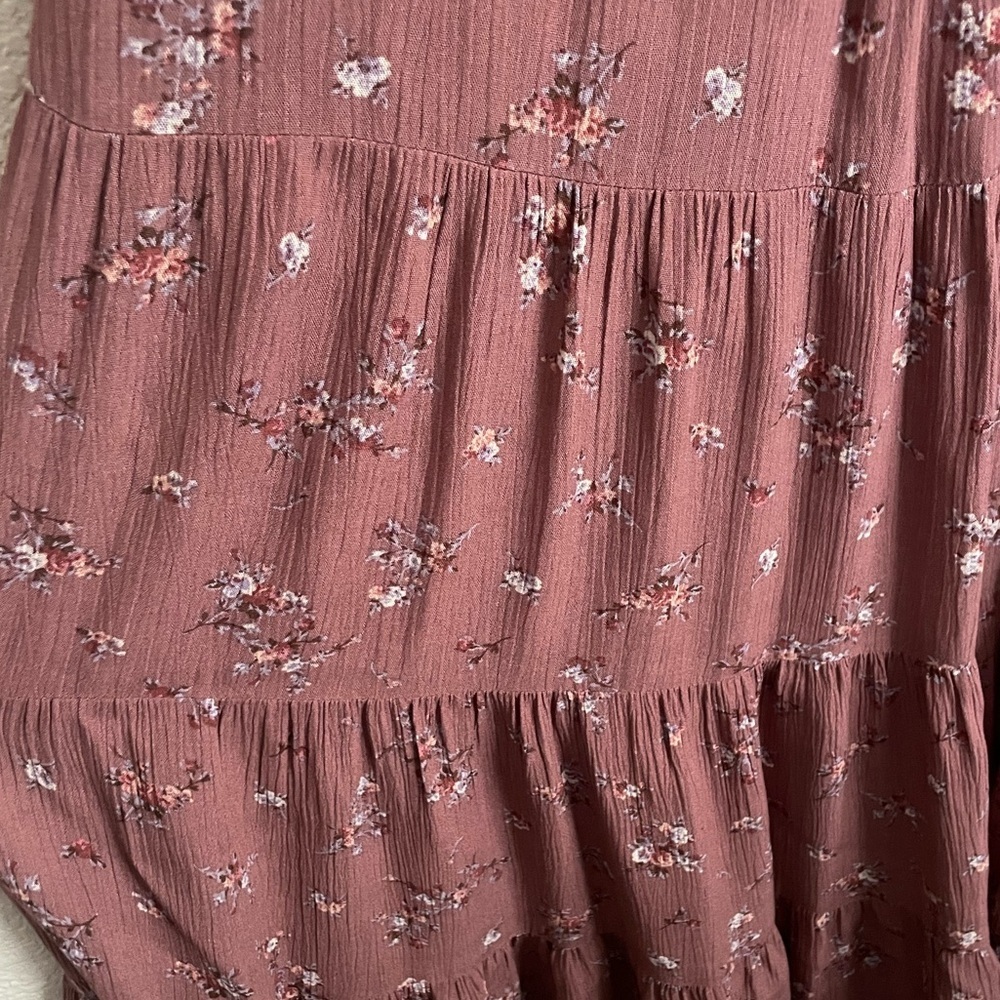Dress Forum Floral Print Open Back Long Sleeve Tiered Maxi Dress M Rose - Picture 6 of 10